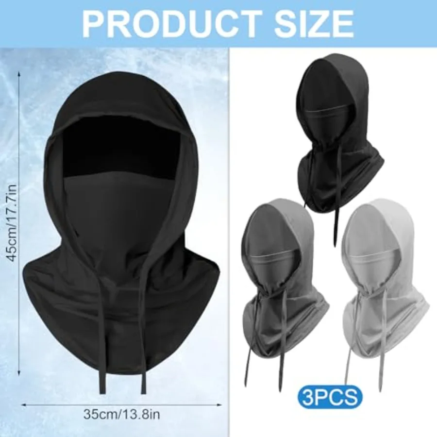 3 Pack Cooling Balaclava Mask for Men Women - Sun UV Protection Hood Face Cover for Cycling Skiing Fishing Motorcycle Breathabl