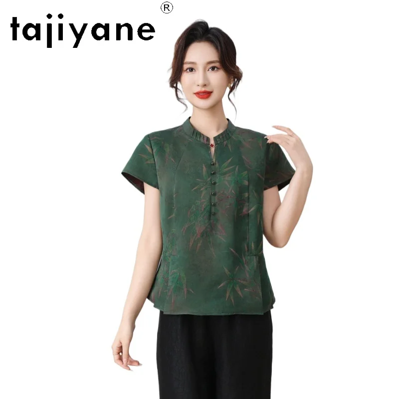 TAJIYANE 100% Real Mulberry Silk T Shirts Women Fashion Xiangyun Sha Ladies Tops Simple Summer T Shirt 2026 Woman Clothes одежда