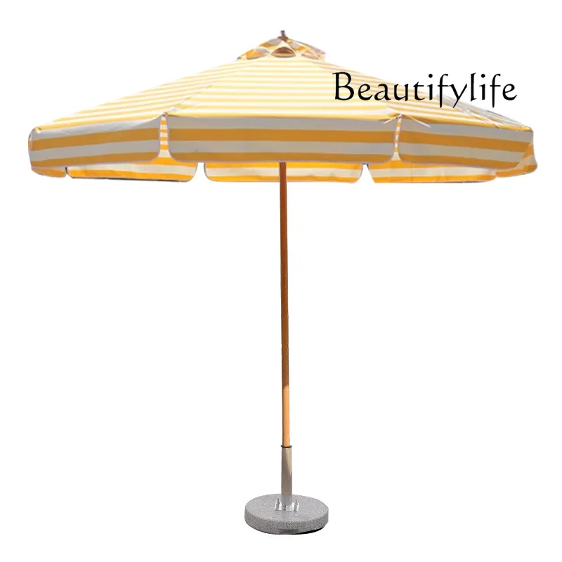 

Outdoor striped double-color umbrella Aluminum alloy mid-column umbrella Beach Internet celebrity hotel courtyard parasol 3 mete