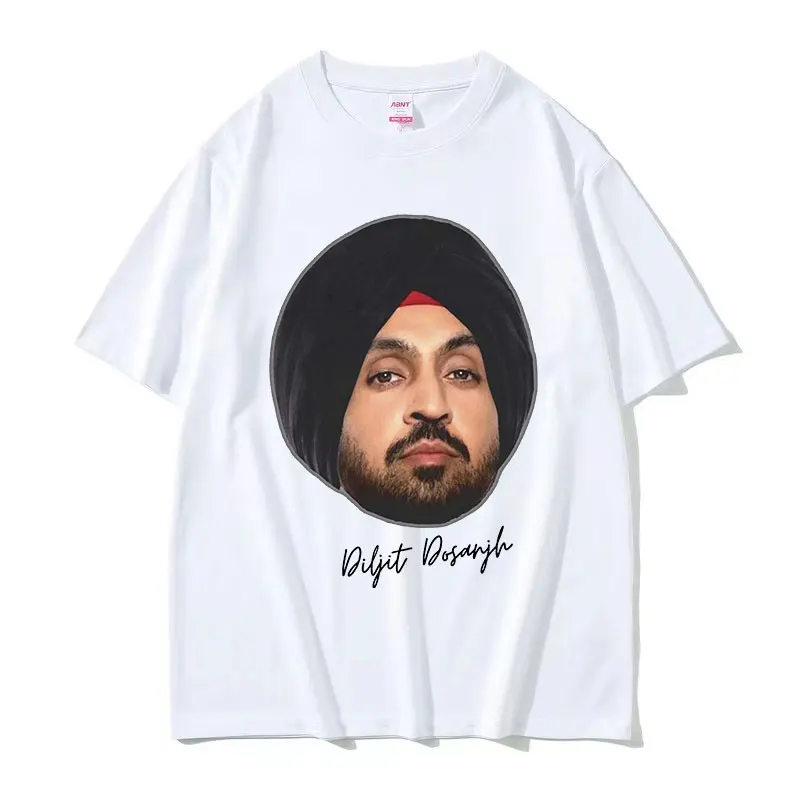 Diljit Dosanjh Big Head Graphic T Shirt Men's Hip Hop Fashion Short Sleeve T-shirts Vintage Oversized Cotton T-shirt Streetwear