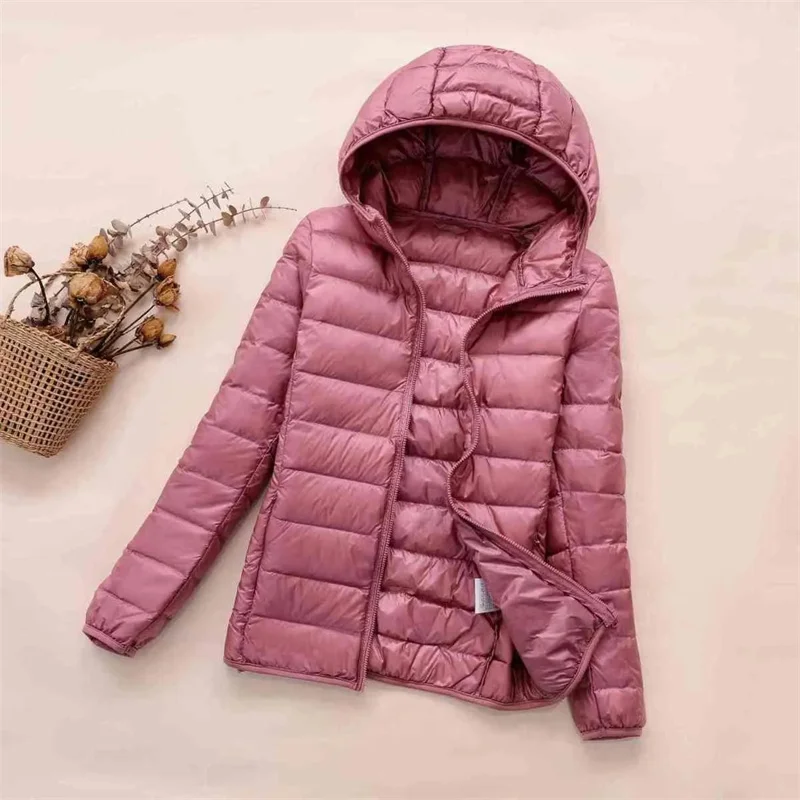 

Women Puffer Jackets 2025 New Spring Autumn Hooded Female Ultra Lightweight Packable Down Thin Coats Outerwear