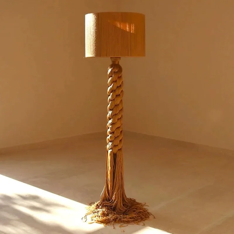 American retro simple cotton thread bed and breakfast bedroom decoration villa standing lamp
