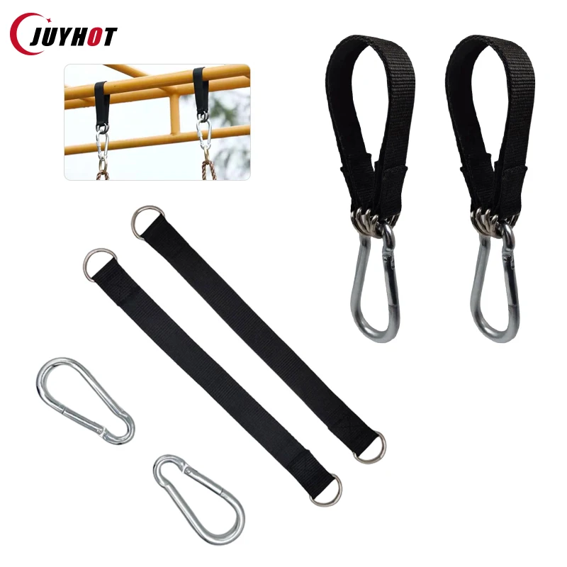 

150KG Bearing Load Hanging Belt T-bar Strap Dumbbell Barbell Rope Handles Strap Tree Swing Strap Hook Ring Connecting Belt