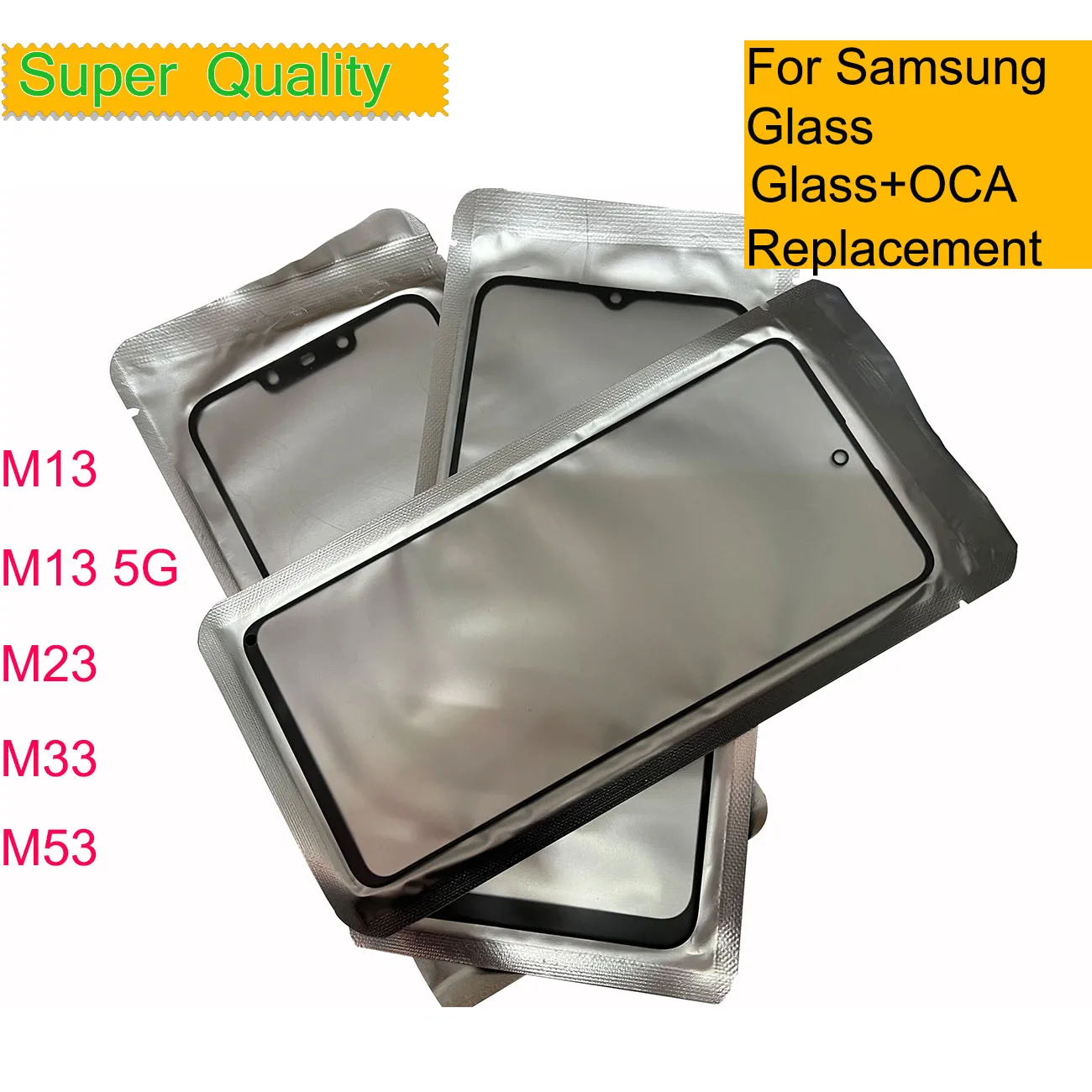 10Pcs/Lot For Samsung Galaxy M53 M33 M23 M13 5G Touch Screen Front Outer Glass Panel LCD Lens Glass With OCA Glue