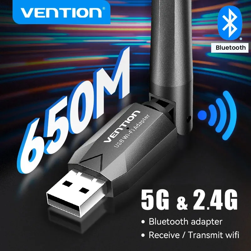 Vention WiFi Adapter AC650 WiFi5 5G&2.4G USB WiFi Card Dongle for PC Desktop Laptop Wifi Antenna USB Ethernet Network Card Hot