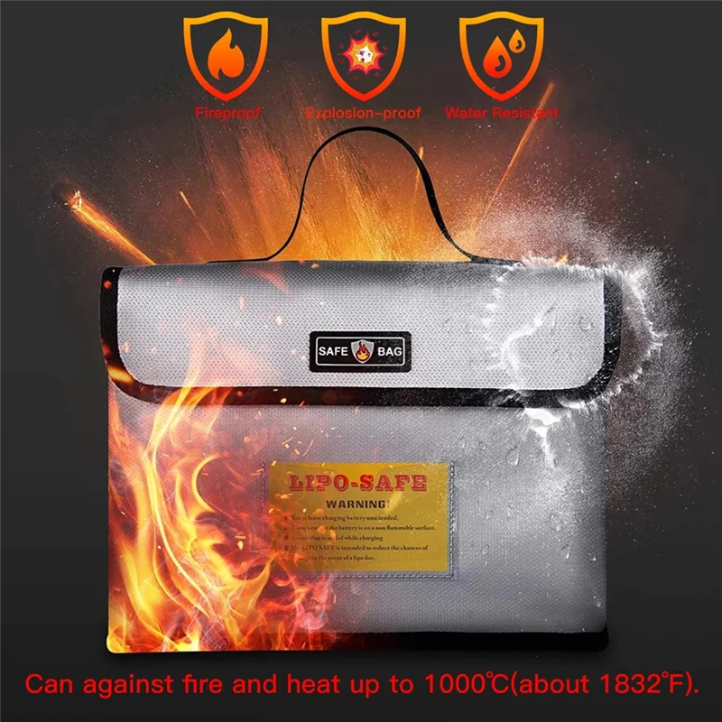 B04C-Lipo For Battery Charging And Storage Safe Bag, Explosion-Proof And Fireproof With Double Metal Zipper Protector