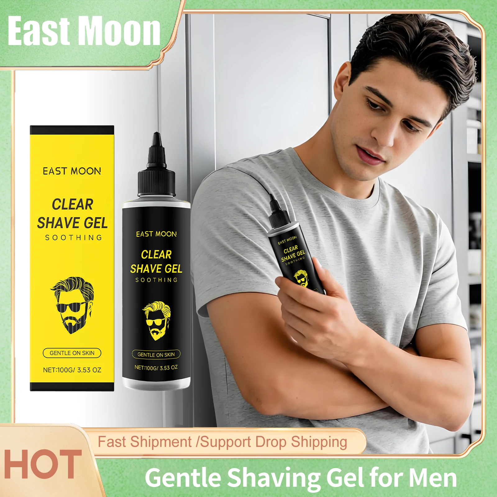 East Moon Man Shaving Care Gel Relieving Red Sooth Pain Moisturize Damage Growth Inhibition Painless Shave Body Hair Remove Gels