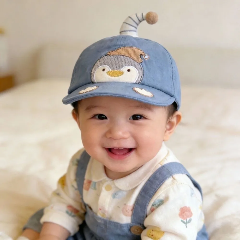 

New Breathable Baseball Cap Adjustable Cotton Caps Peaked Hat Cartoon Penguin Thin Material Duck Tongue Caps for Boys Girls