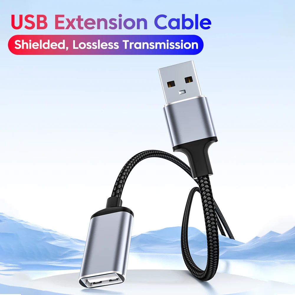 USB Extension Cable USB2.0 Male To Female Extender Cord Braided Shielded High Speed Data Transfer Wire for Computer U Disk