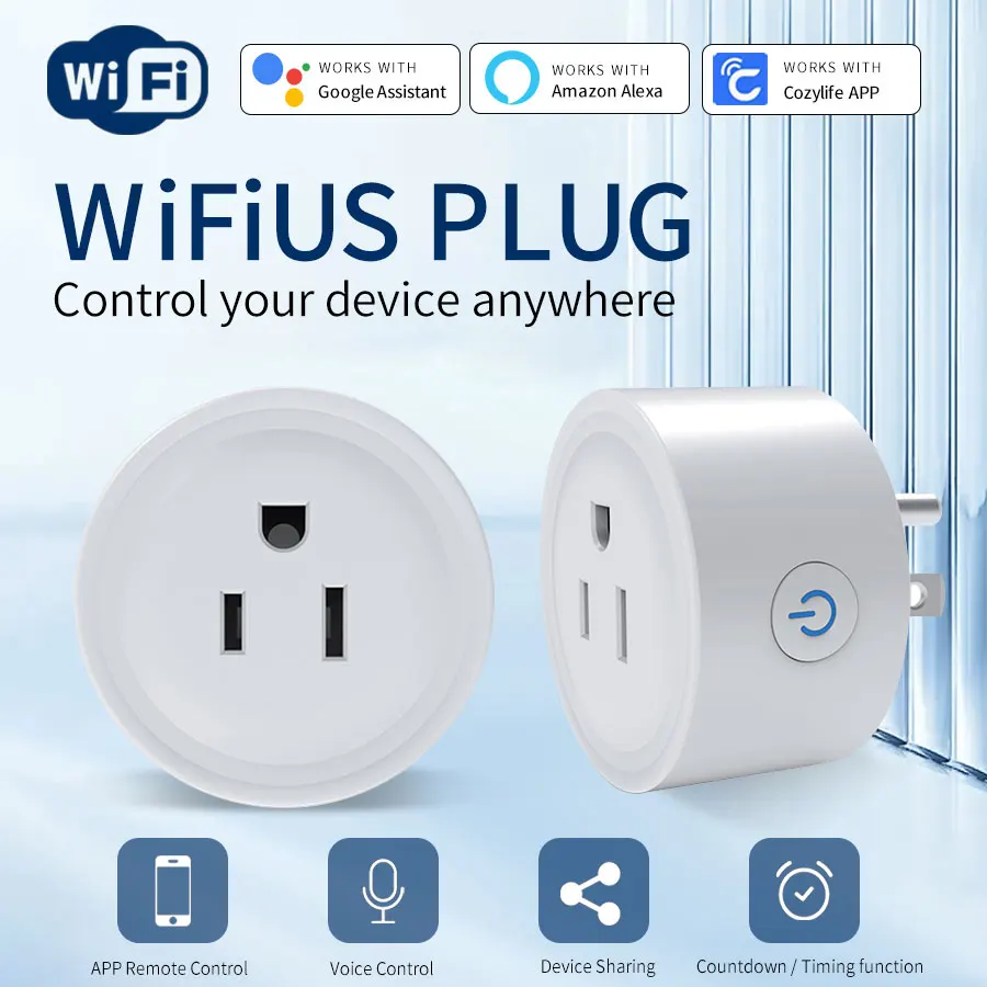 WiFi Smart US Gauge Metering Socket 10A Smart Plug Cozylife App Remote Voice Control Timer Switch With Google Assistant Alexa