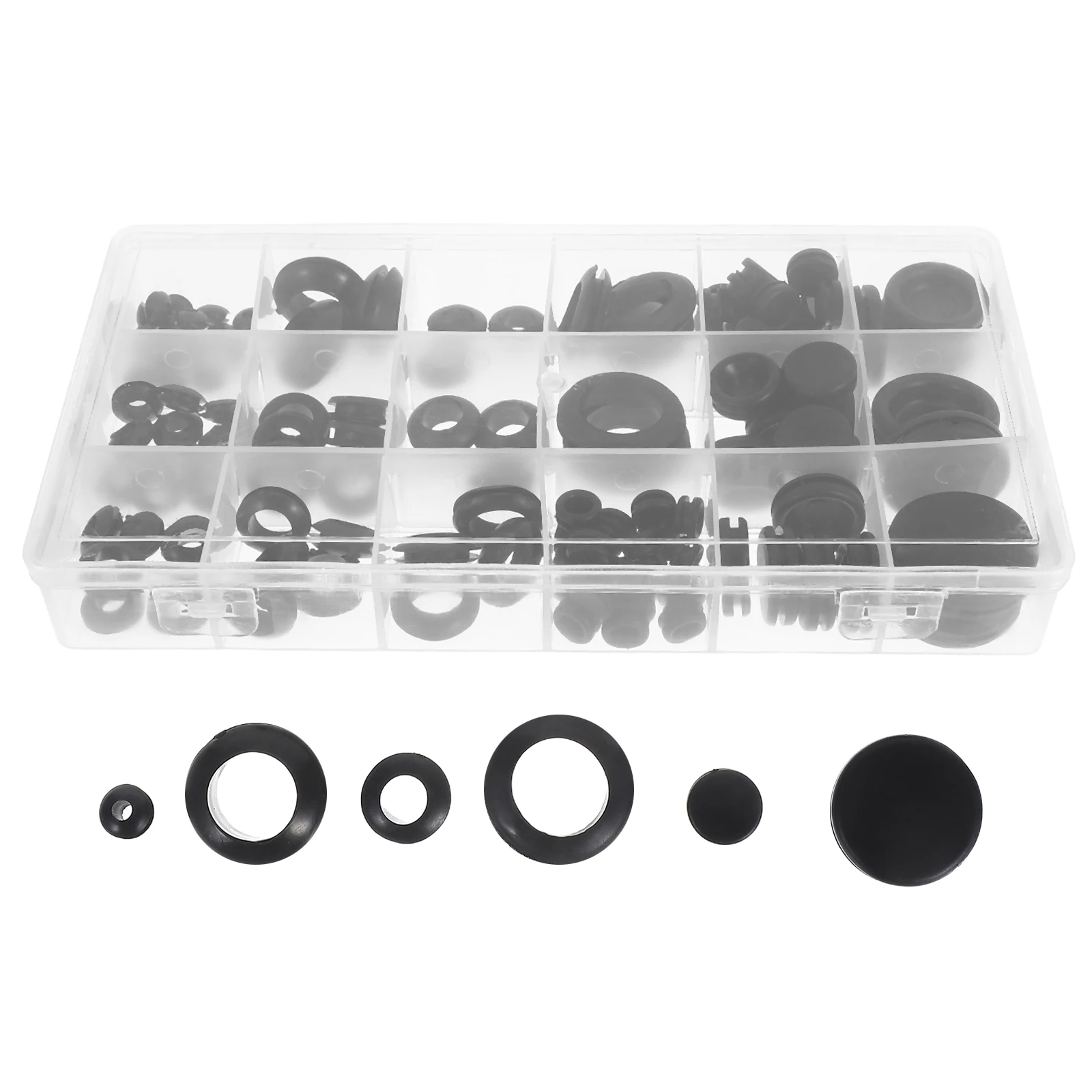 

125pcs Rubber Grommets Black Wire Seals Cable Protectors for Holes Various Sizes Home Office Factory Electrical Wiring