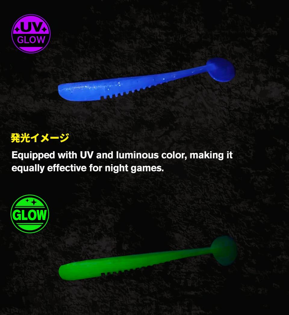 TSURINOYA T Schwanz Weichen Köder Angeln Köder FLEX 38mm 0,4g 20 stücke Licht Spiel Künstliche Silikon UV weiche Köder Für Ajing Rockfish – Detail 7