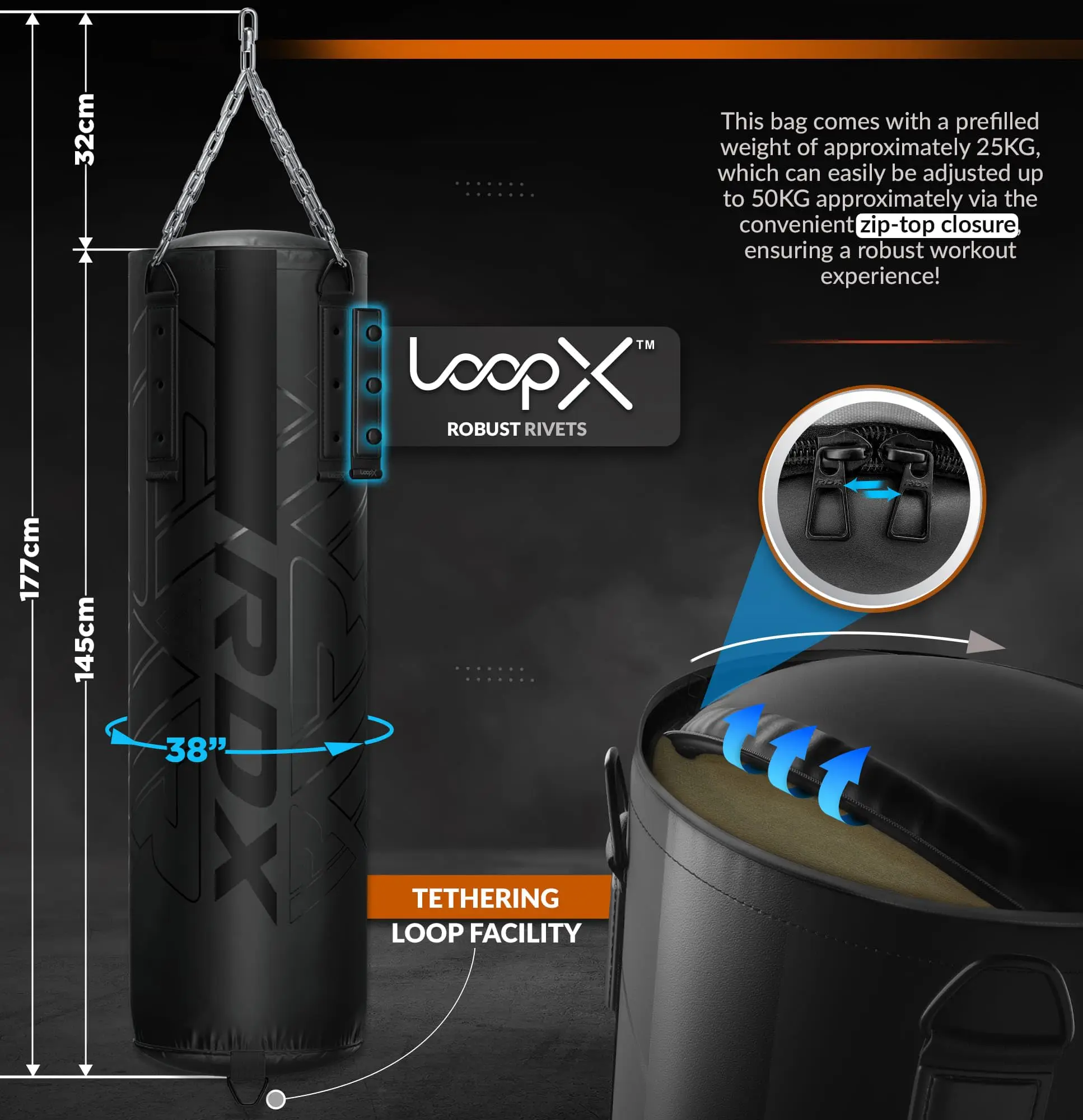 Heavy 5FT Punching Bag for Pro Training, 55lbs Pre Filled with 110lbs Max Capacity, 4PC Boxing Bag Set with Wall