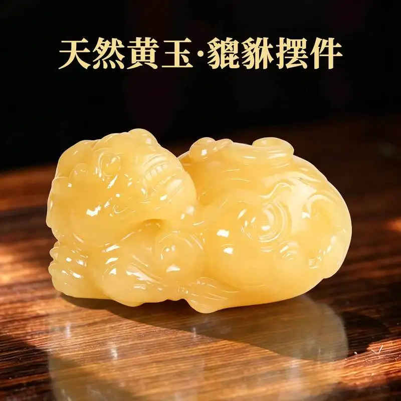 Natural jade Pixiu ornament for attracting wealth and treasures, home entrance and living room decoration, Pixiu housewarming gi