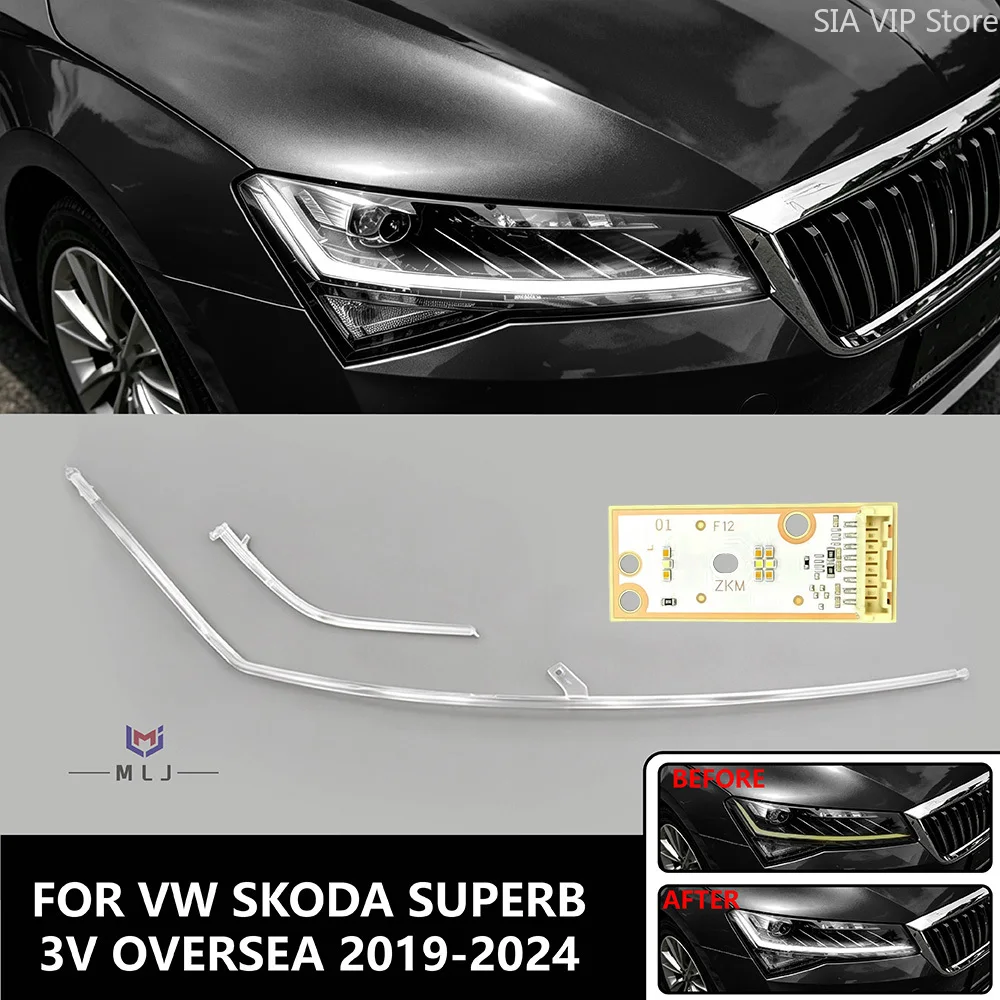 For Skoda Superb 3V Oversea 2019‑2024 High‑Spec DRL Angel Eye Board Light Guide Strips OE 3V1941645A 11500011090 Headlight