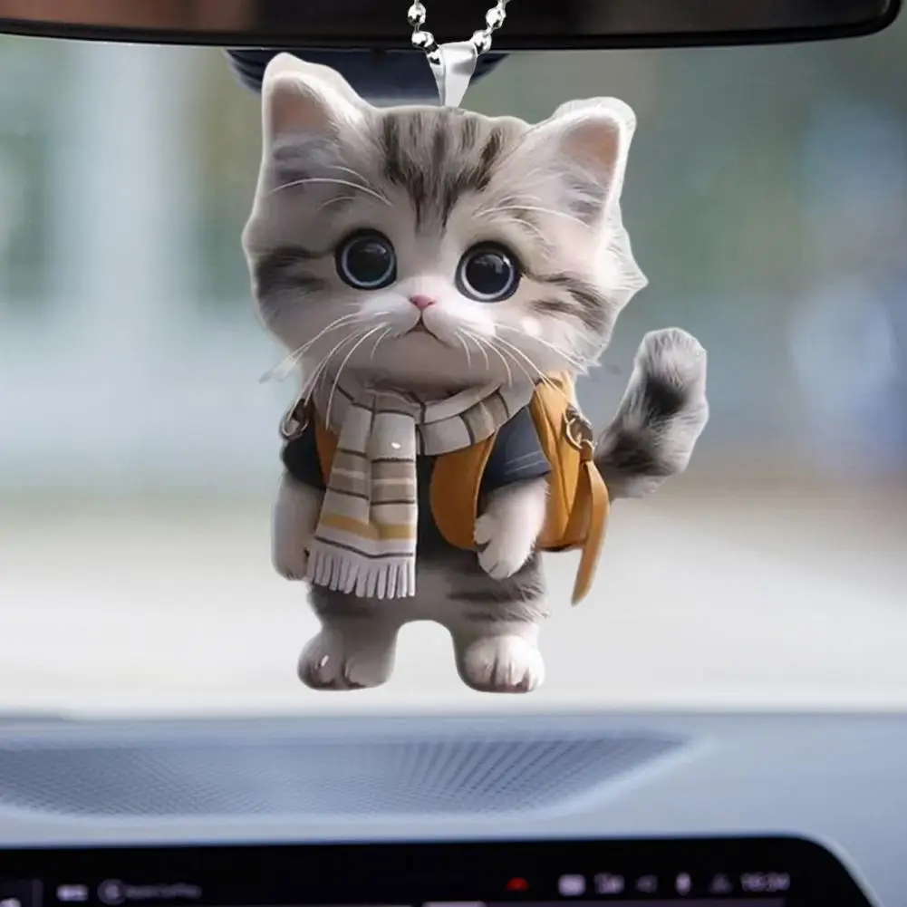 Cat Christmas Ornament Car Keychain Pendant Christmas Tree Ornament Cute Cat-Shaped RearView Mirror Pendant Auto Interior Decor