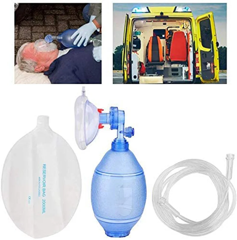 Manual PVC Ressuscitação Ambu Bags, Adulto Emergência Self-Help Rescue Tool, Reservoir Bag, Primeiros Socorros, 2000ml