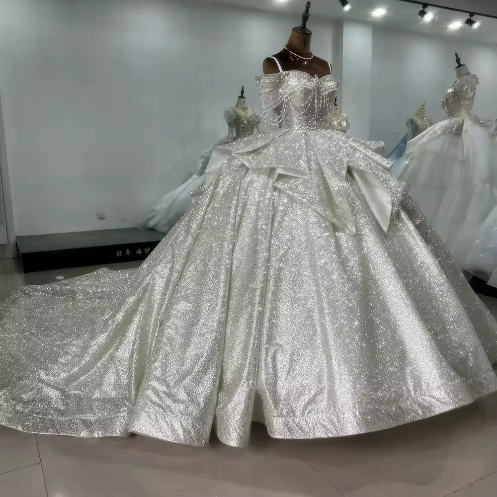 Vestidos Para Boda Civil con hombros descubiertos, escote en forma de corazón con cordones en la espalda, vestido de Novia de estrella personalizado, Vestidos de Novia de cristal con cuentas