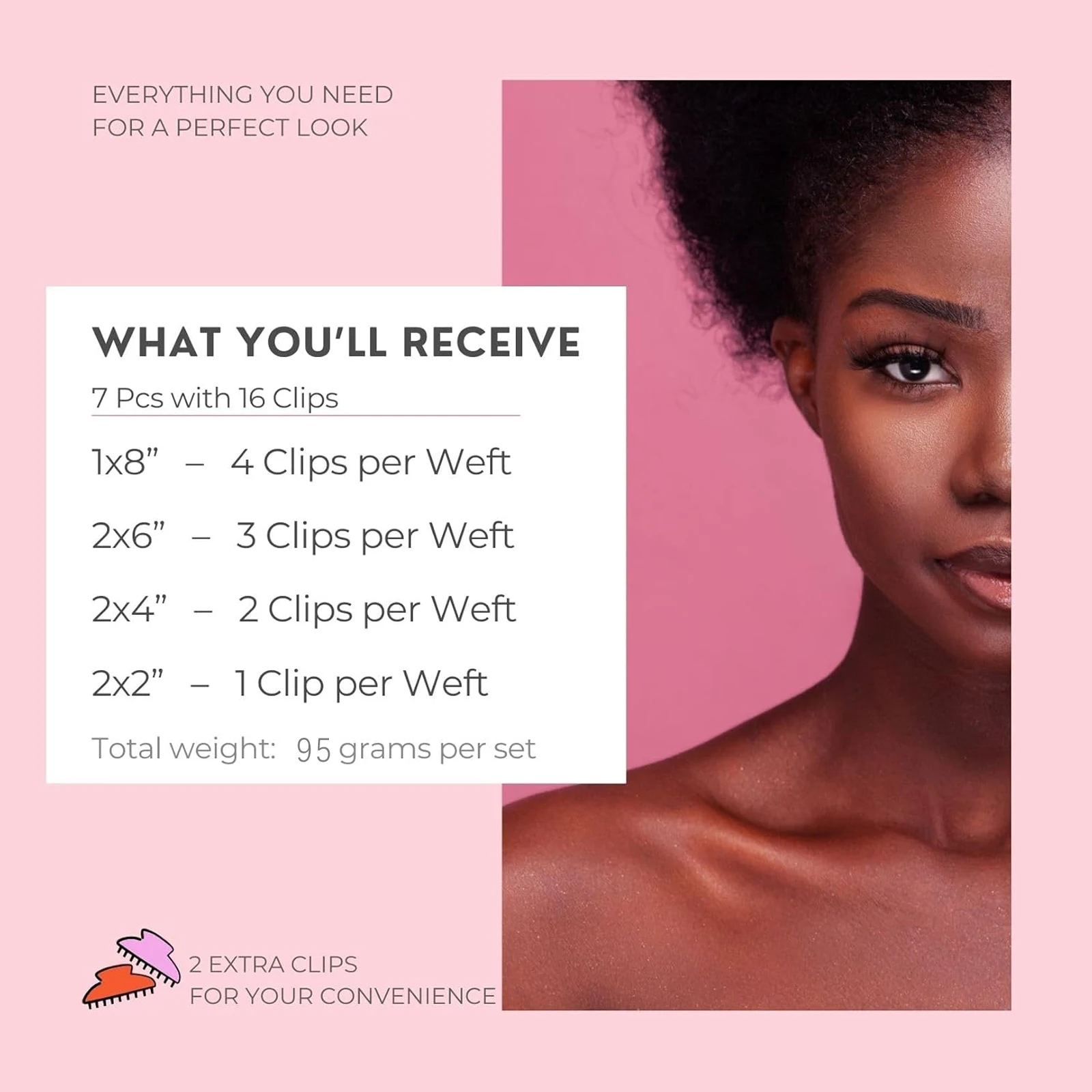 Kinky Curly คลิปในส่วนขยาย 3C 4A 100% บราซิล Remy Human Hair คลิปที่มองไม่เห็นและหนังศีรษะธรรมชาติสีดํา 7 ชิ้น