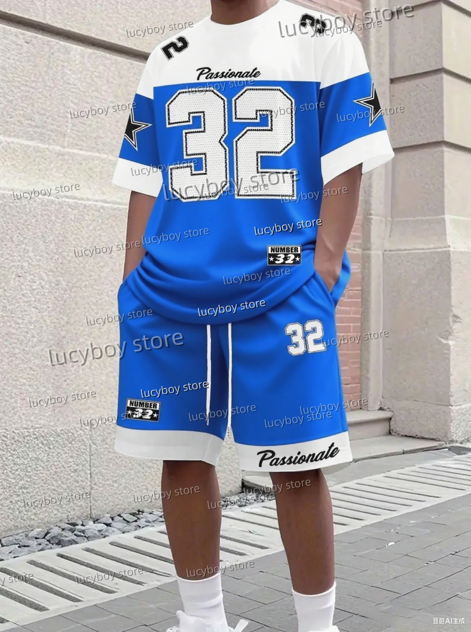 الكبار الرياضة الركض حجم كبير رياضية 2 قطعة مجموعة الرجال كتلة اللون رقم 32 عاطفية طباعة تي شيرتات قصيرة الاكمام مجموعة تي شيرتات قصيرة للأطفال