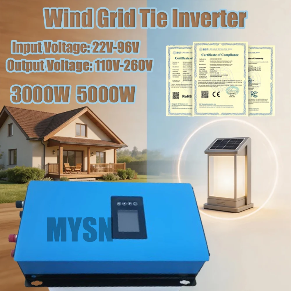 

Инвертор для ветрогенераторов с чистой синусоидой, сертифицированный CE, 3000W/5000W, MPPT, с датчиком ограничителя, 110V/220V, для ветряных турбин 24V/48V