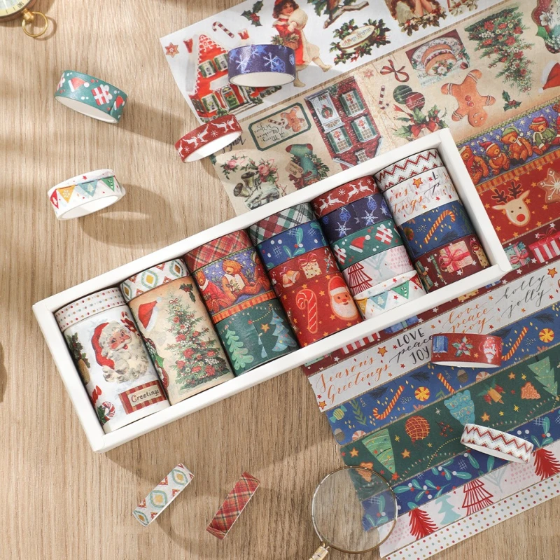 Office School Supplies Plant and Paper Tape Gift Box Christmas Butterfly Flower Handbook Material DIY Decorative Sticker Kawai