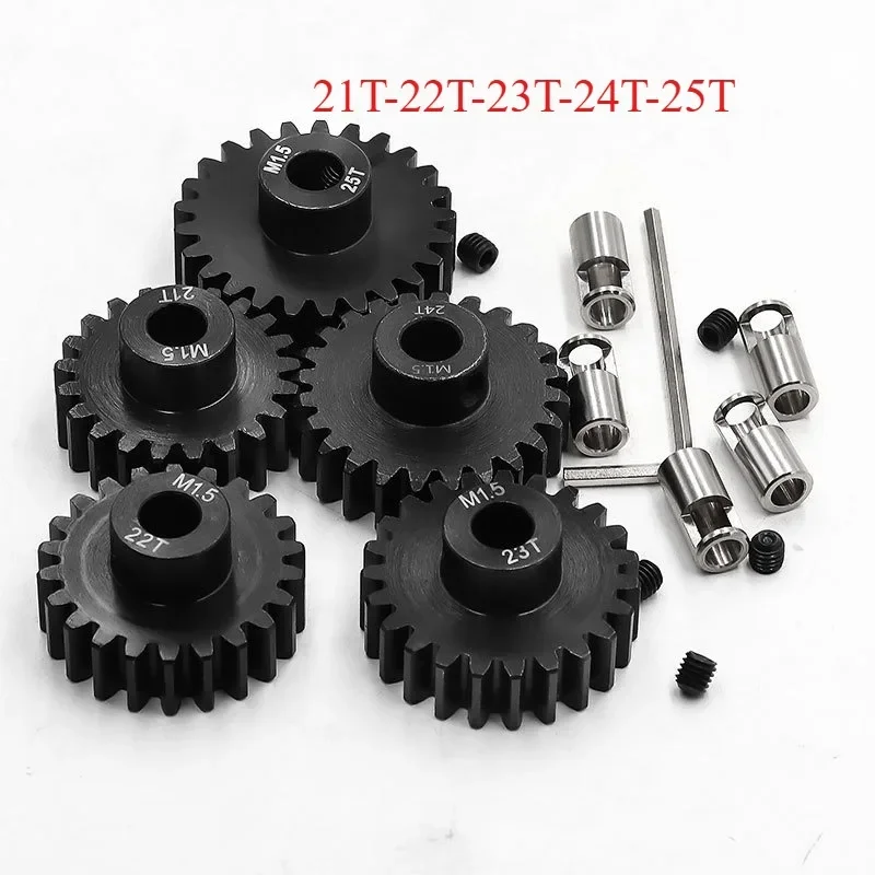 Engrenagem de motor de aço 5 peças 1.5m 8mm 11t 14t 15t 16t 21t 26t 28t 30t para trxs X-MAXX xrt rc peças de atualização de carro acessórios