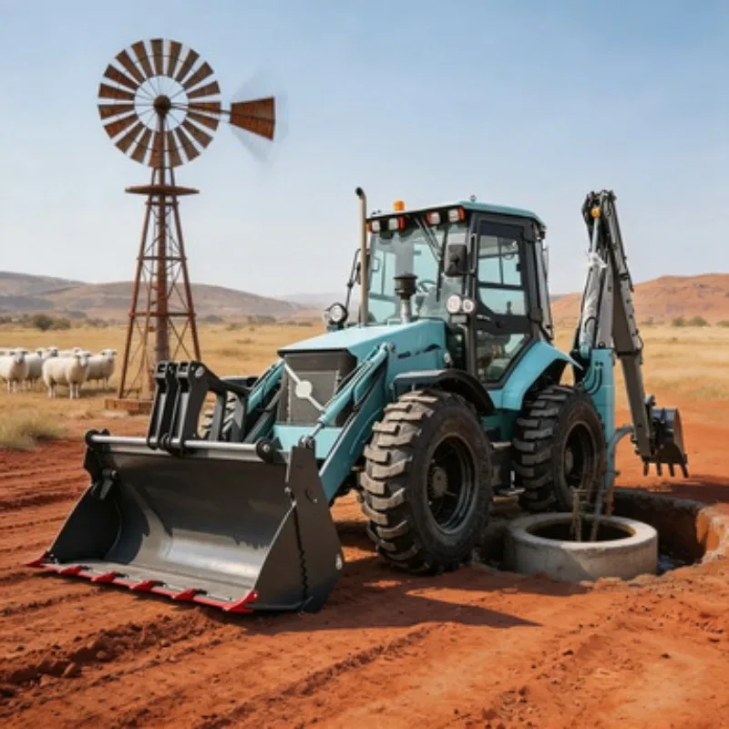 4WD Digger Tractor Backhoe Loader 3 Ton with Front Bucket Rear Digger for Construction Site Material Handling Work Use