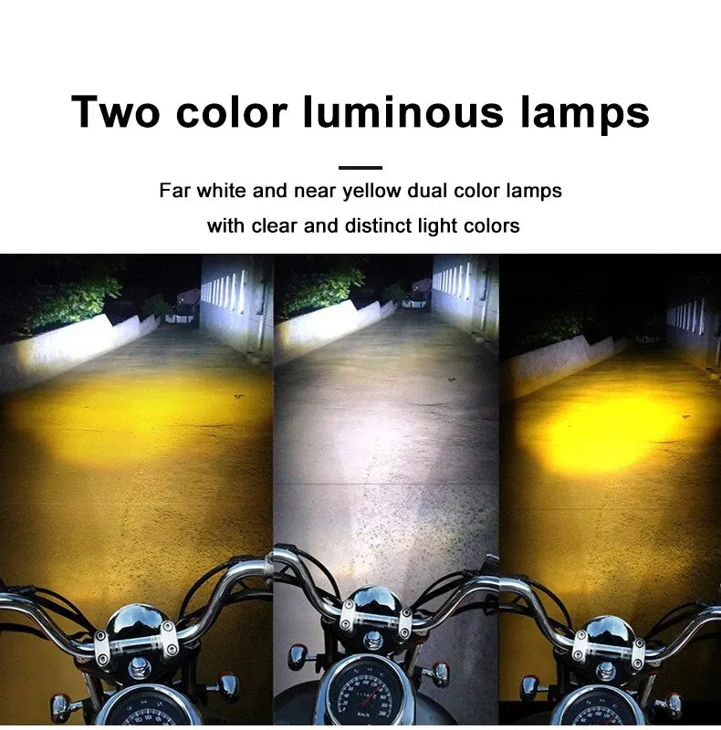 High Brightness Laser Headlights for Automobiles and Motorcycles, Multifunctional 4-mode with Explosive Flash LED Headlights