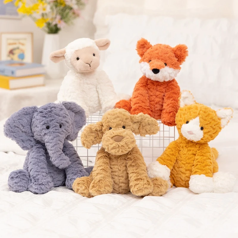 20cm Kreskówkowa Urocza Kręcona Pluszowa Lalka Poduszka Słoń Lis Kot Pies Pluszowa Zabawka Dekoracja Domu Prezent Uspokajający Dla Dzieci