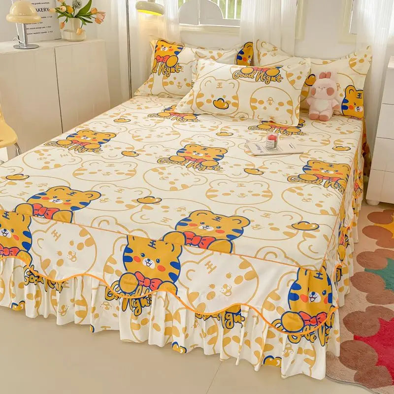 Bed Skirt with 2Pcs Pillow Covers Home textile Cotton Sheet with Skirt for King Queen Size Bed Spreads Bedroom Soft Bed Cover - view 3