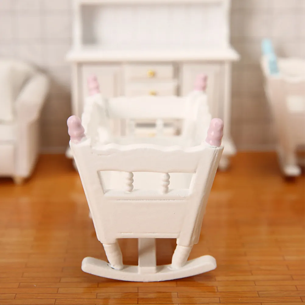 

Mini House Cradle Exquisite Wood Material Miniature Crib Perfect Kids Room Decoration Miniature Cradle Cradles and Beds