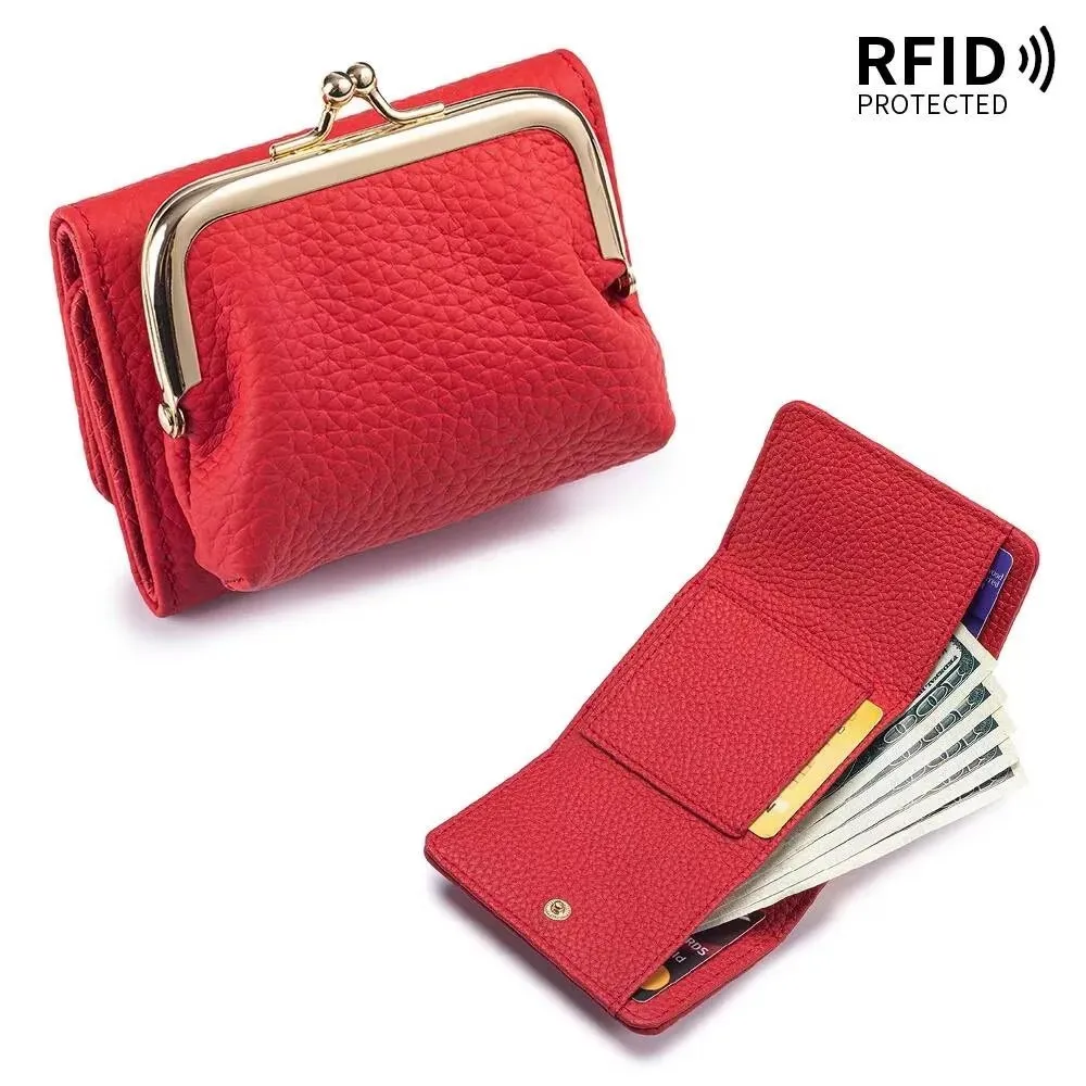 New Style Lady Clutch Bag Fashion Woman Coin Wallet Genuine Leather Multi-Functional Clasp Coin Purse Lady Coin Bag