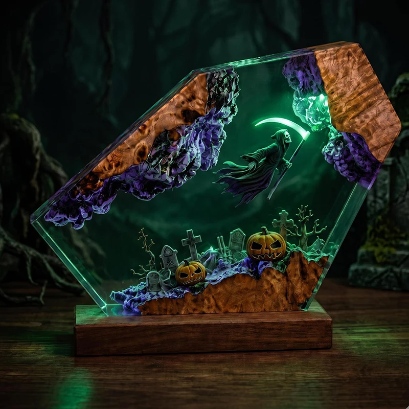 Customized Items Resin Table Light Witch Figure Theme LED Night Light Creative Artistic Room Decoration Lamp USB Charge