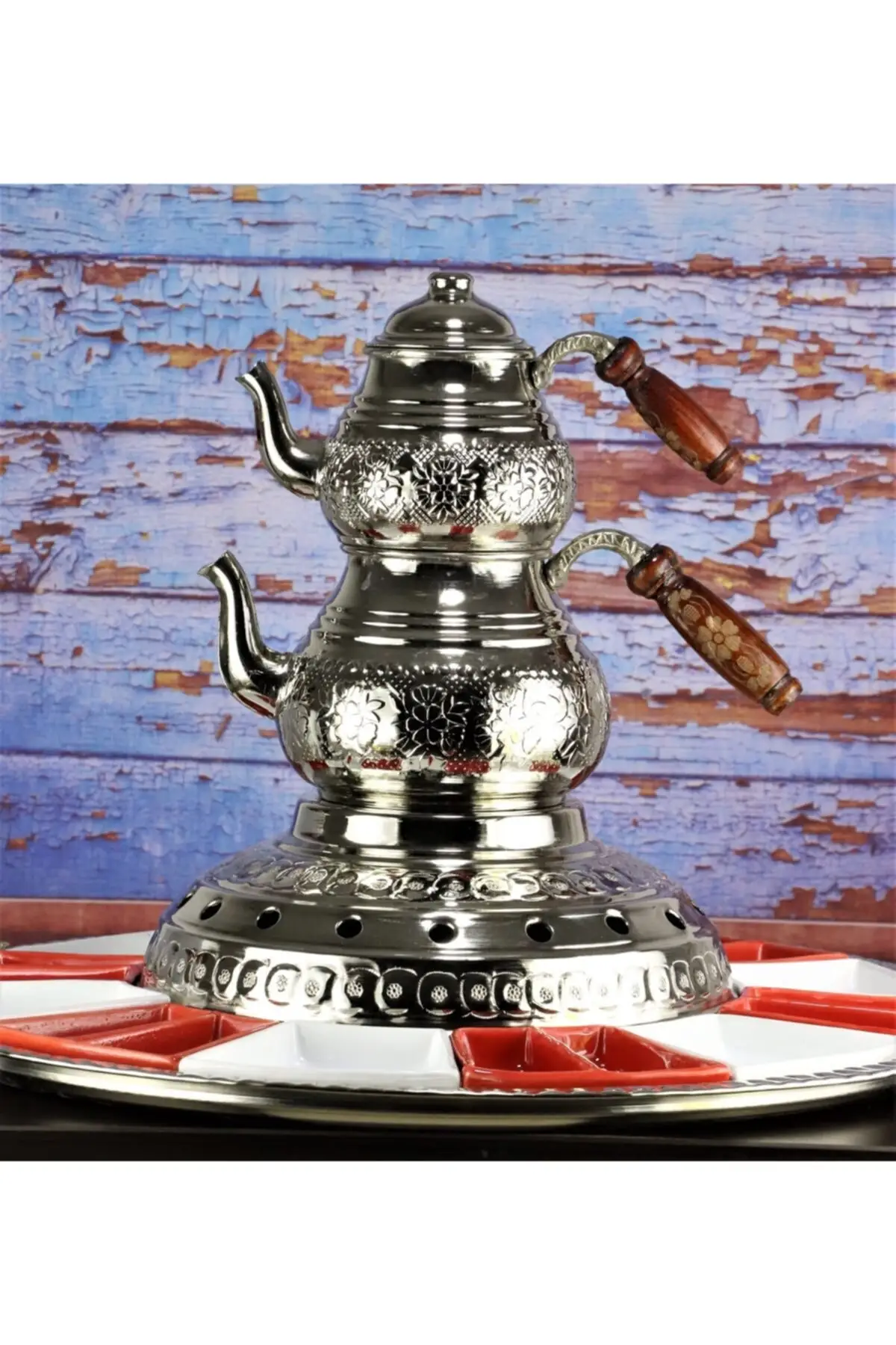 

DOLBOVI Sultan nickel plated heated copper teapot and coffee pot set Cooper Tea Pots Handmade