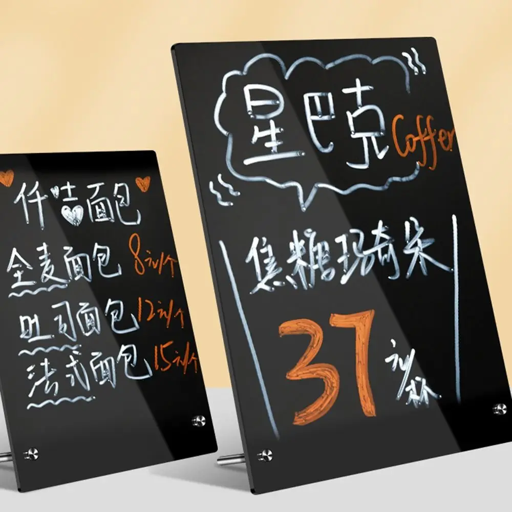 Portable Acrylic Desktop Message Board DIY with Metal Bracket Drawing Board Vertical Desktop Stand Office Home Desktop Ornament