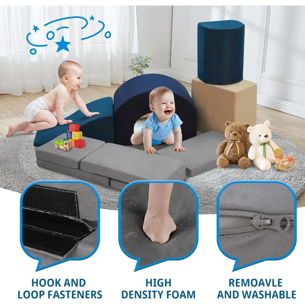 Miękkie piankowe klocki do wspinaczki dla maluchów w wieku 1-3 lat, idealne do raczkowania i zabawy w basenie z piłeczkami.