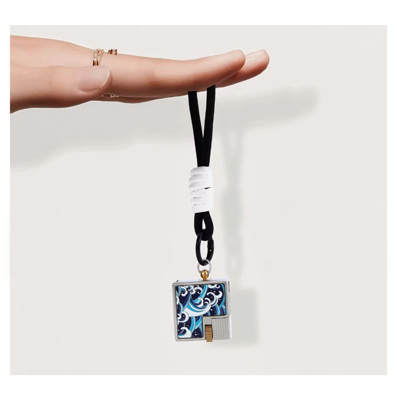 

Mini Square Brick Fuel Lighter with Titanium Plated Sticker Decoration Hanging Ornament Unique Small Birthday Gift Idea