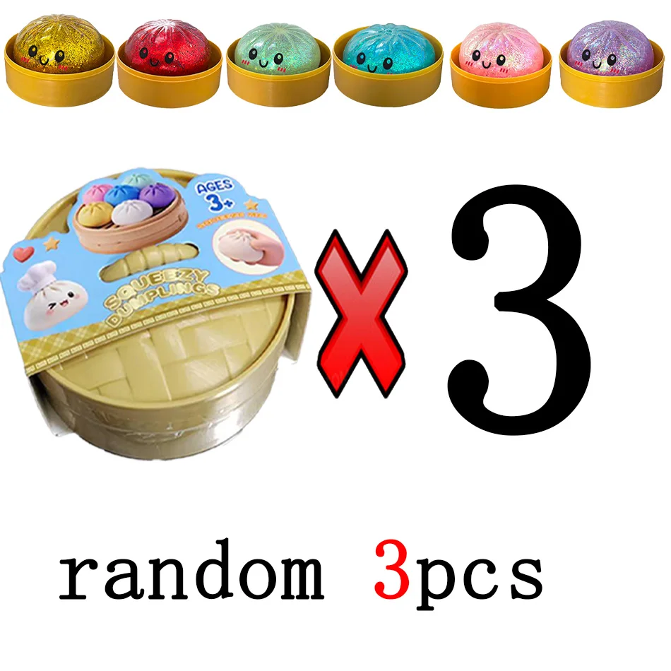 Nieuwe 1-12 stuks Glitter Dumpling Glitter Dumpling Squishy met doos Dumplings Zintuiglijk Knijpspeelgoed voor stressverlichting
