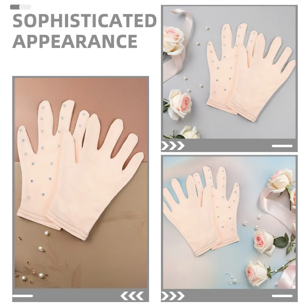 1Pair Opaque Figure Skating Performance Gloves Rhinestone Decor for Ice Skating Dance Shows Gloves for Party