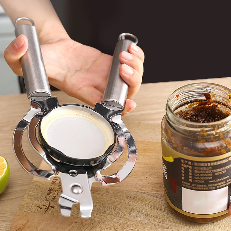 

Stainless Steel Multifunctional Bottle Opener Non-slip Lid Opener Labor-Saving Screw Can Opener For Ergonomic Manual Kitchen