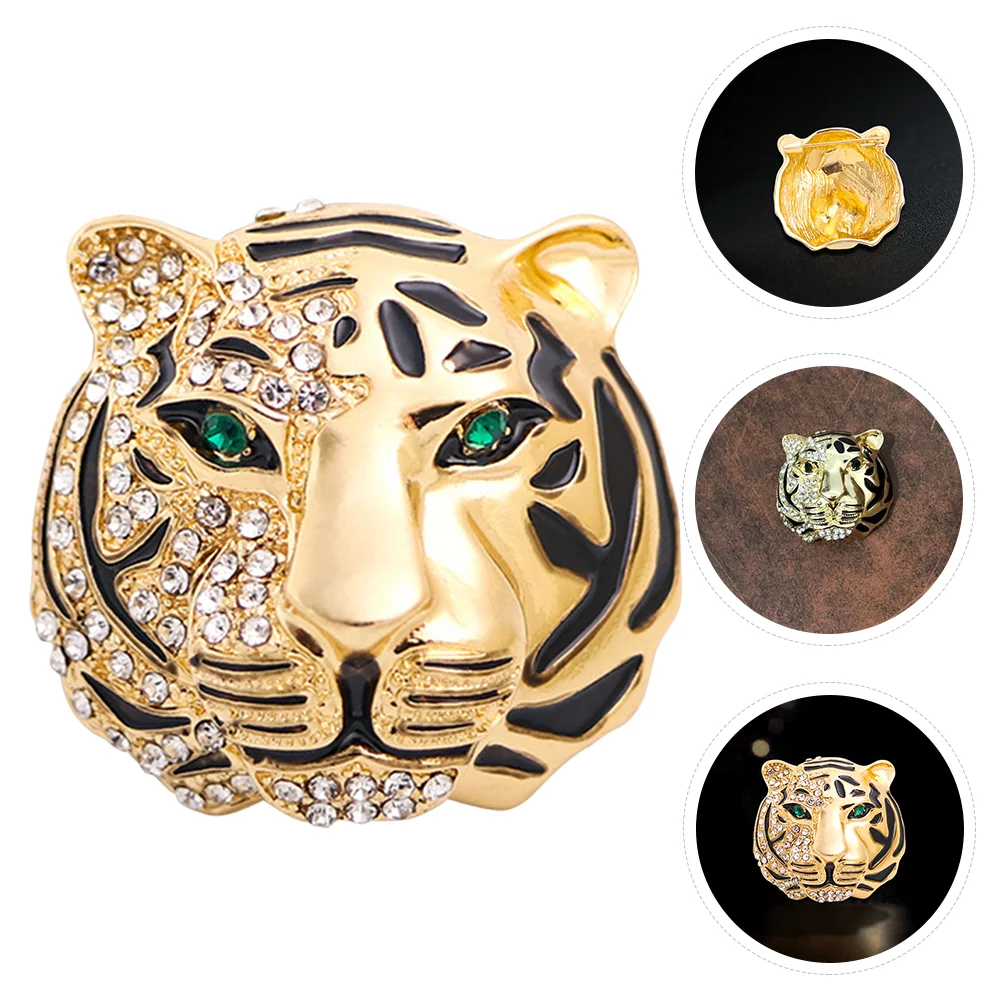 Leopard Print Corsage Man Collar Pin Rhinestones Coat Brooch for Men Suit Corsages