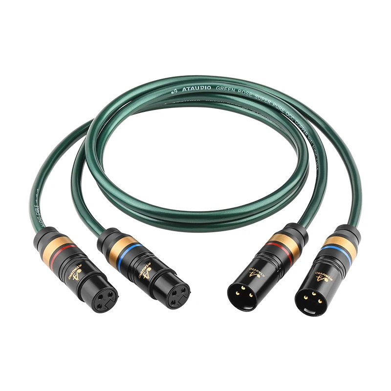 ATAUDIO Neues Upgrade-HiFi-XLR-Audiokabel, OCC-beschichtetes Silber mit doppelter Abschirmung, geräuschfreies 2XLR-Steckerkabel für Mischmikrofon 3