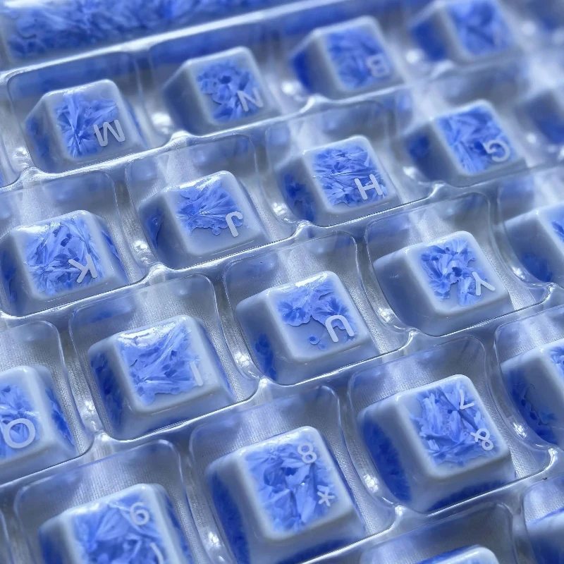 GlazekStudio Ice crystal ceramic keycaps custom ceramic cherry profile keycap cute transparent cartoon anime point key caps gift