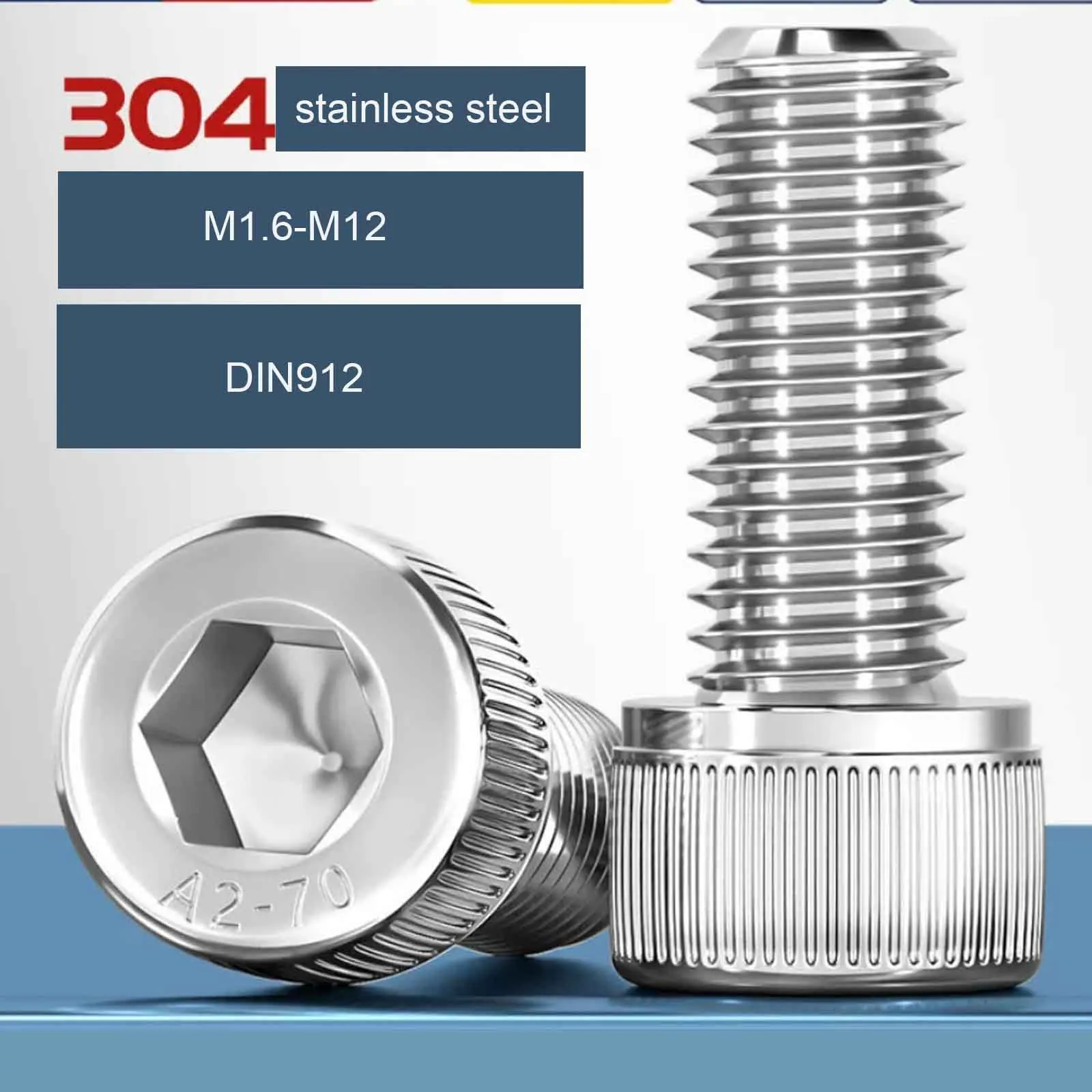 2/50pcs Metric Thread DIN912 M1.6 M2 M2.5 M3 M4 M5 M6 M8 M10 304 A2 Stainless Steel Allen Hexagon Hex Socket Cap Head Screw Bolt