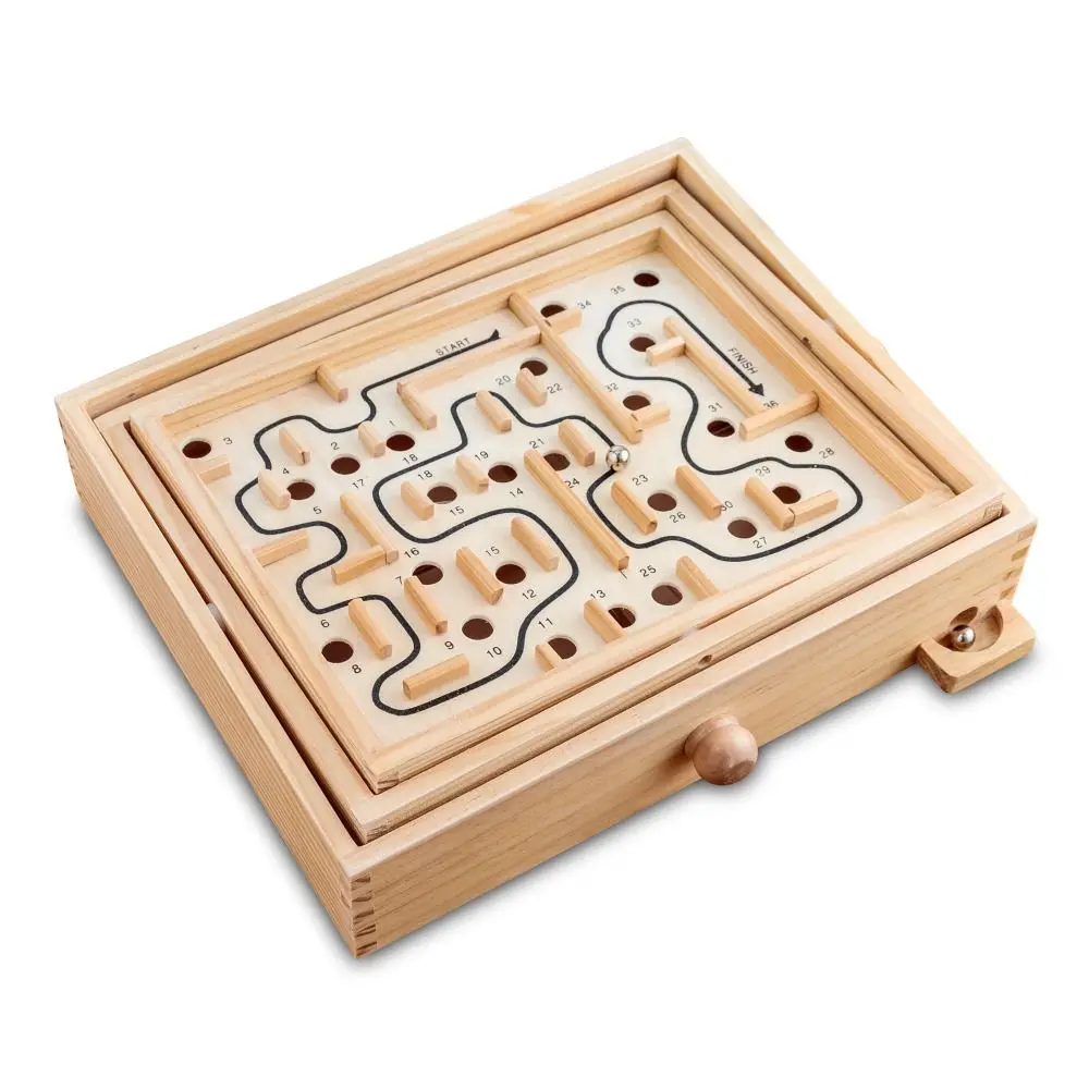 New Wooden Labyrinth Puzzle Toy Intelligence Balance With Steel Ball Puzzle Board Games Memory Brain Puzzle Games for Elderly