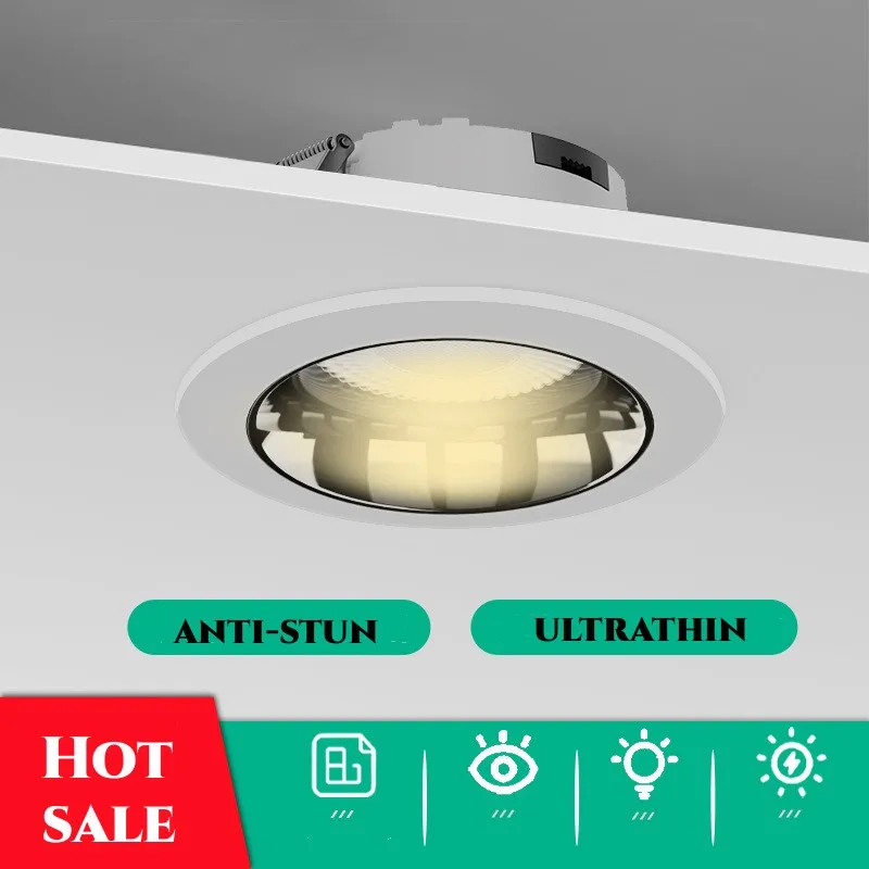 Dimmable Recessed Anti Glare LED Downlights 5W 9W 12W 15W 18W LED Ceiling Spot Lights AC85~265V Background Lamps Indoor Lighting