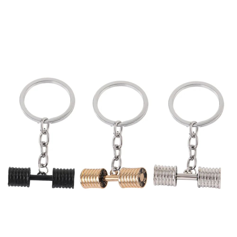 3 Pcs Korean Version Key Chain Fitness Dumbbell Zinc Alloy Bodybuilding Keychains