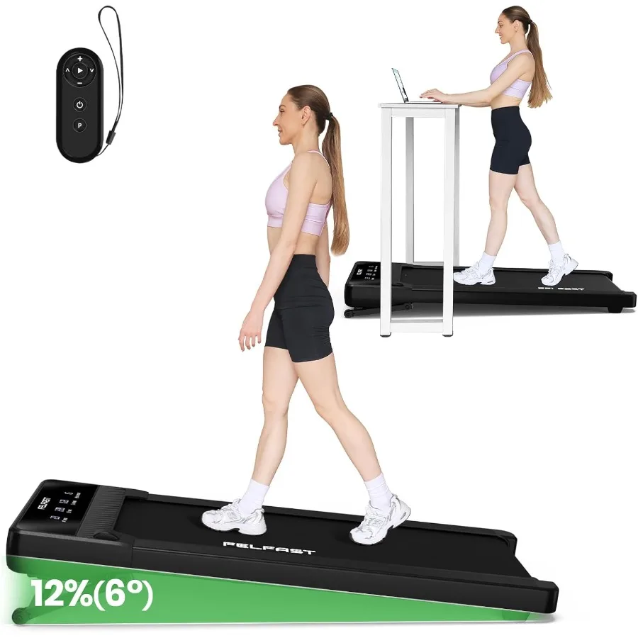 

Walking Pad with 12% 6° Auto Incline Under Desk Treadmill for Home Office w Remote Control 6 HIIT Mode 265 Lbs Weight Capacity