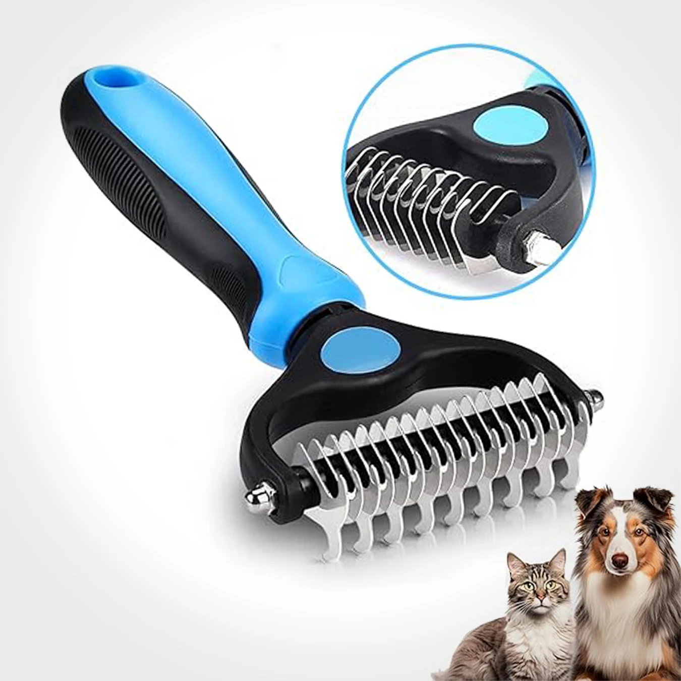 Pet Grooming Tools - Double-Sided Undercoat Comb for Cats and Dogs - Safe Detangling Comb, Easily Removes Tangles Large